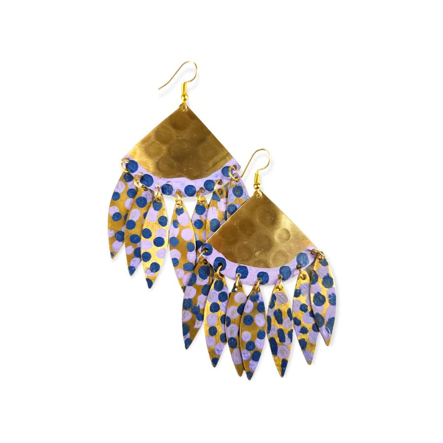 The Ayel Hammered Brass Hand Painted Earring Collection